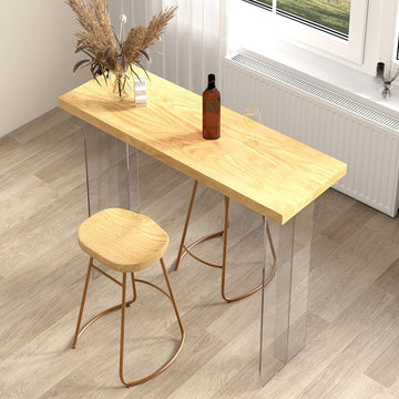 47.2" Wood Floating Bar Table Acrylic Base Bar Height Pub Table Rectangle